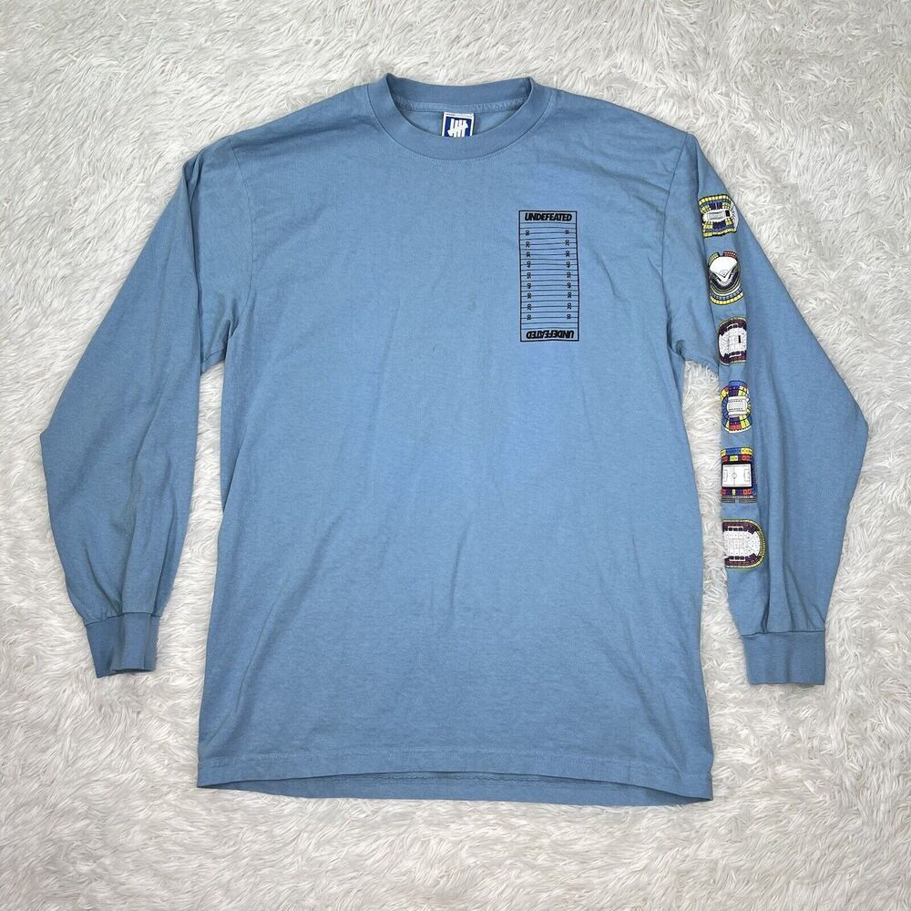 Undefeated Long Sleeve Shirt Football Stadium Tee Blue Mens Size M